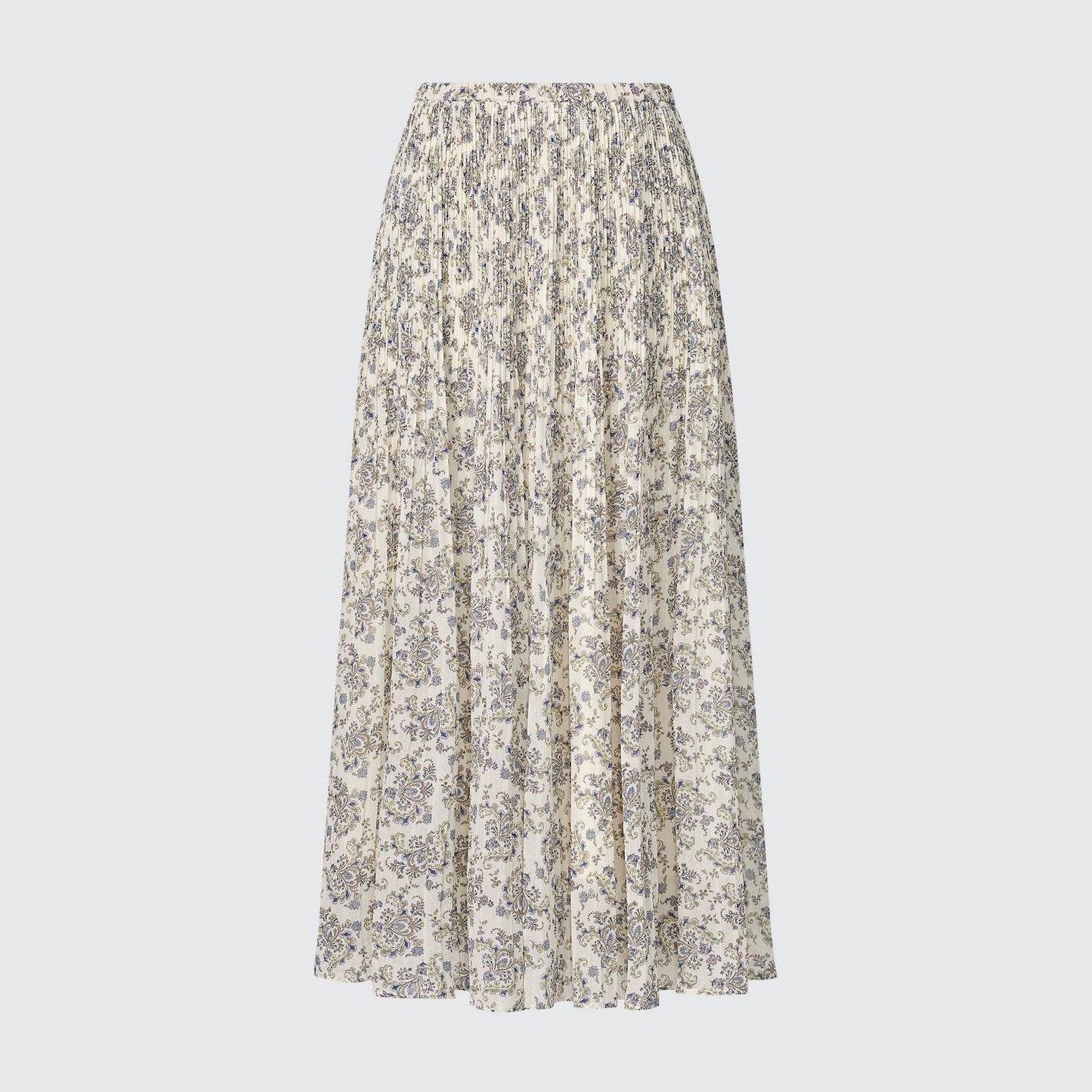 Uniqlo C Clare Waight Keller Pleated Chiffon Maxi Skirt Paisley Floral Cream S